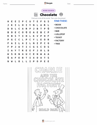 Chocolate printable worksheet preview