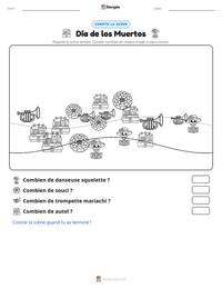 Aperçu de la feuille de travail imprimable Día de los Muertos