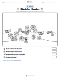 Día de los Muertos afdrukbare werkblad voorbeeld