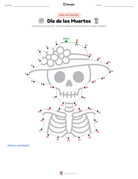 Vista previa de la hoja de trabajo imprimible de Día de los Muertos