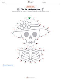 Prabaca lembar kerja cetak Día de los Muertos
