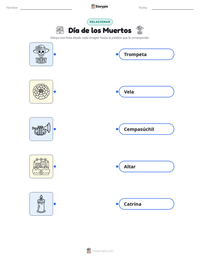 Vista previa de la hoja de trabajo imprimible de Día de los Muertos
