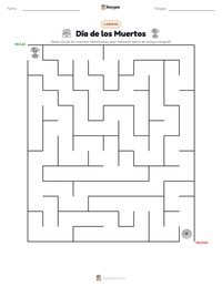 Prabaca lembar kerja cetak Día de los Muertos