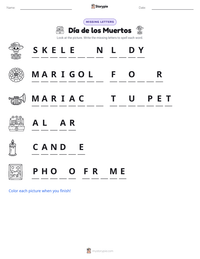 Día de los Muertos printable worksheet preview