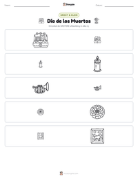 Día de los Muertos afdrukbare werkblad voorbeeld