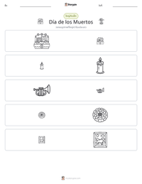 Día de los Muertos ตัวอย่างแบบฝึกหัดที่พิมพ์ได้