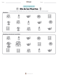 Día de los Muertos afdrukbare werkblad voorbeeld