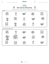 Día de los Muertos ตัวอย่างแบบฝึกหัดที่พิมพ์ได้