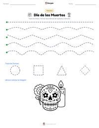 Vista previa de la hoja de trabajo imprimible de Día de los Muertos