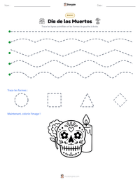 Aperçu de la feuille de travail imprimable Día de los Muertos