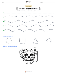 Prabaca lembar kerja cetak Día de los Muertos