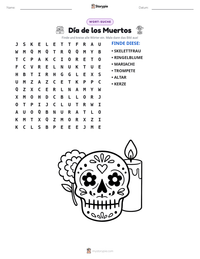 Día de los Muertos druckbare Arbeitsblatt Vorschau