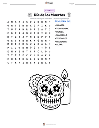 Prabaca lembar kerja cetak Día de los Muertos