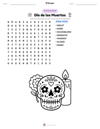 Día de los Muertos afdrukbare werkblad voorbeeld