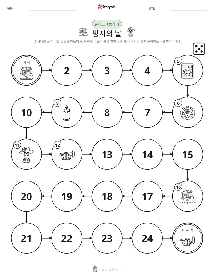 주사위 굴리고 이동하기 게임