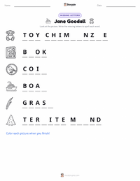 Jane Goodall printable worksheet preview