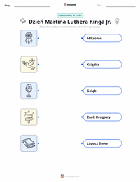 Drukowalny arkusz ćwiczeń Dzień Martina Luthera Kinga Jr. dla dzieci