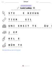 Louis Leakey druckbare Arbeitsblatt Vorschau