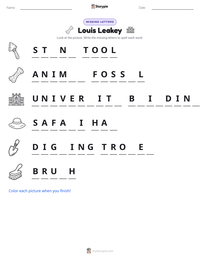 Louis Leakey printable worksheet preview