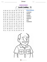 Anteprima della scheda stampabile di Louis Leakey