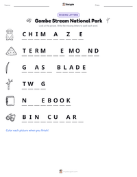 Gombe Stream National Park printable worksheet preview