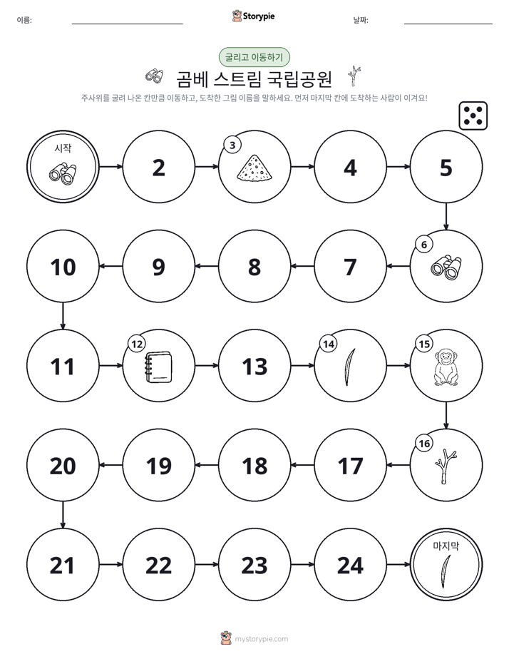 주사위 굴리고 이동하기 게임