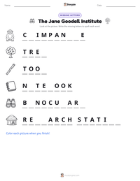 The Jane Goodall Institute printable worksheet preview