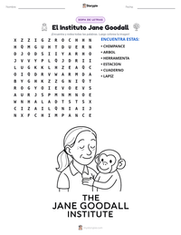 Vista previa de la hoja de trabajo imprimible de El Instituto Jane Goodall