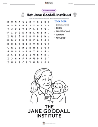 Het Jane Goodall Instituut afdrukbare werkblad voorbeeld