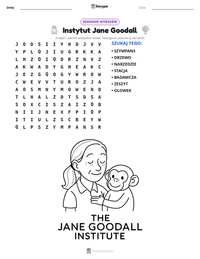 Podgląd drukowalnego arkusza ćwiczeń Instytut Jane Goodall