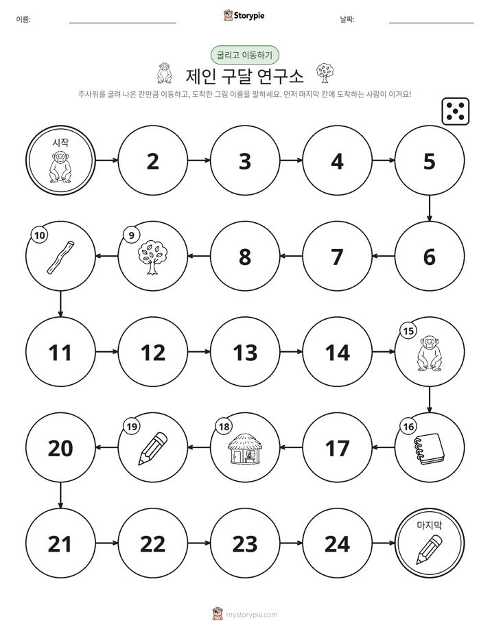주사위 굴리고 이동하기 게임