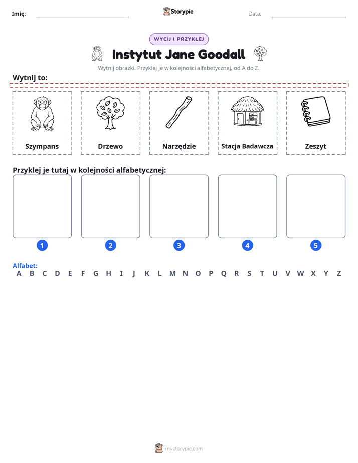 Wytnij i Wklej Alfabet