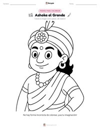 Página para colorear de Ashoka el Grande para niños