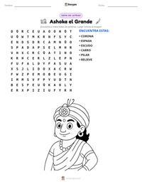 Vista previa de la hoja de trabajo imprimible de Ashoka el Grande