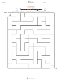 Vista previa de la hoja de trabajo imprimible de Teorema de Pitágoras