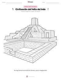 Página para colorear de Civilización del Valle del Indo para niños