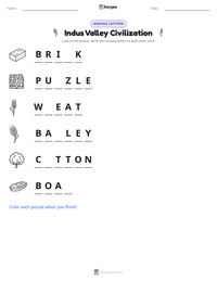 Indus Valley Civilization printable worksheet preview