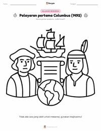 Halaman mewarnai Pelayaran pertama Columbus (1492) untuk anak-anak