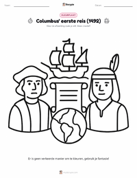 De eerste reis van Columbus (1492) kleurplaat voor kinderen