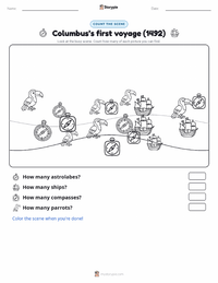 Columbus’s first voyage (1492) printable worksheet preview