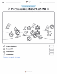Podgląd drukowalnego arkusza ćwiczeń Pierwsza podróż Kolumba (1492)