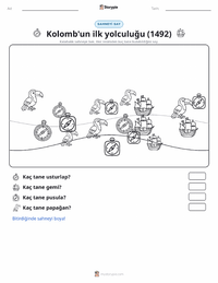 Kolomb'un ilk seyahati (1492) yazdırılabilir çalışma sayfası önizlemesi