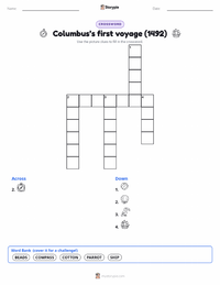Columbus’s first voyage (1492) printable worksheet preview
