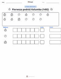 Podgląd drukowalnego arkusza ćwiczeń Pierwsza podróż Kolumba (1492)