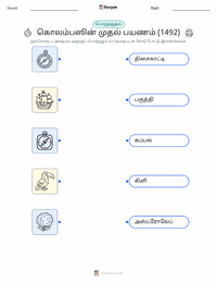 கொலம்பஸின் முதல் பயணம் (1492) அச்சிடக்கூடிய வேலைப்பதிவின் முன்னோட்டம்