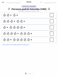 Podgląd drukowalnego arkusza ćwiczeń Pierwsza podróż Kolumba (1492)