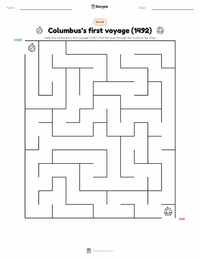 Columbus’s first voyage (1492) printable worksheet preview