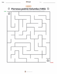 Podgląd drukowalnego arkusza ćwiczeń Pierwsza podróż Kolumba (1492)
