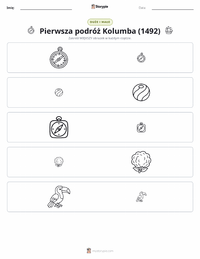 Podgląd drukowalnego arkusza ćwiczeń Pierwsza podróż Kolumba (1492)