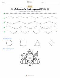 Columbus’s first voyage (1492) printable worksheet preview